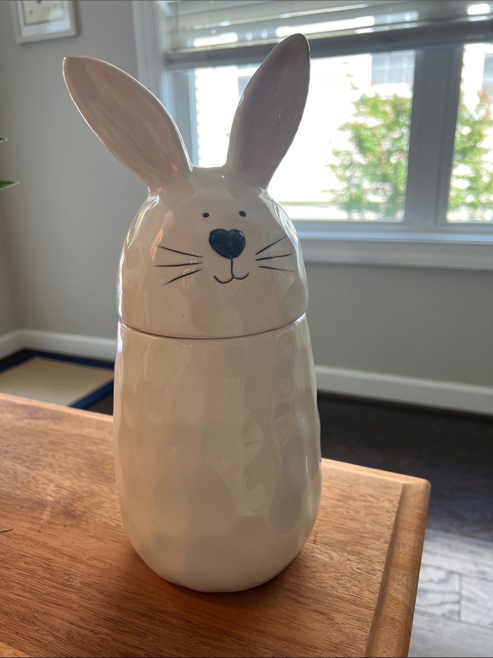 Strawberry street Ceramic Bunny Canister cookie jar Cream White rabbit